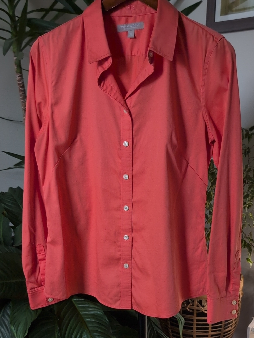 Banana Republic Coral Long-sleeve Button-down